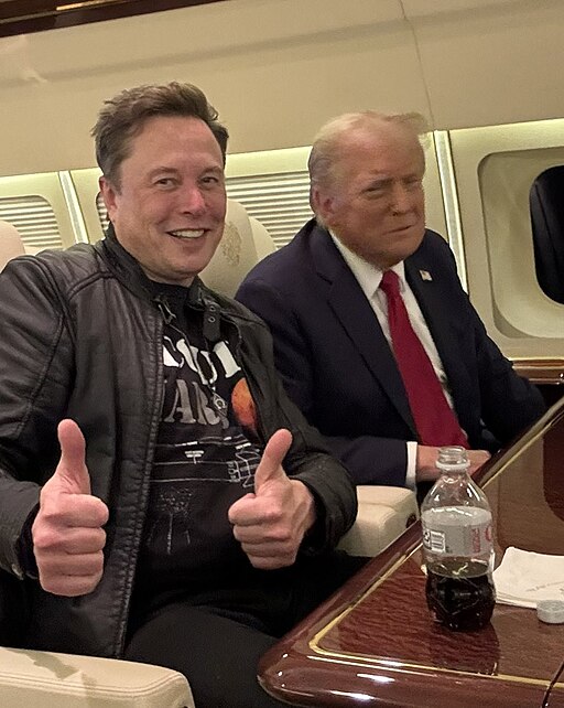 Musk and Trump with Diet coke on a plane, cropped from photo with Speaker Mike Johnson