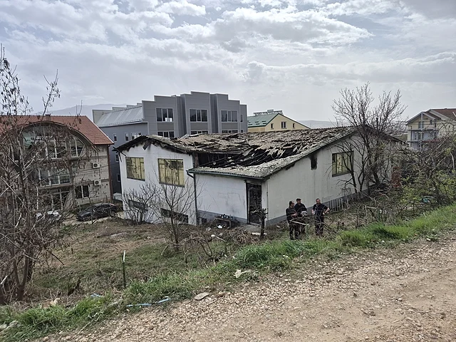 Remains of night club in North Macedonia after fire.