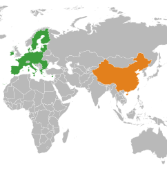 map of world highlighting Europe and China
