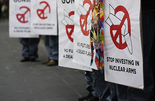 Signs at protest against nuclear weapons