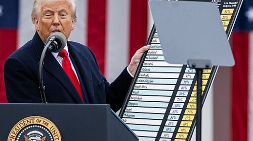 President Donald Trump signs an Executive Order on the Administration’s tariff plans Wednesday, April 2, 2025, in the White House Rose Garden. (Official White House Photo by Daniel Torok)