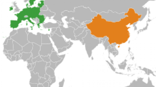 map of world highlighting Europe and China