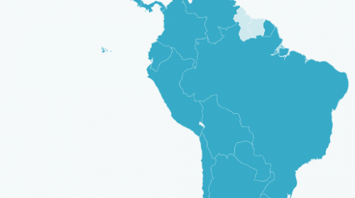 map of Latin America in Blue