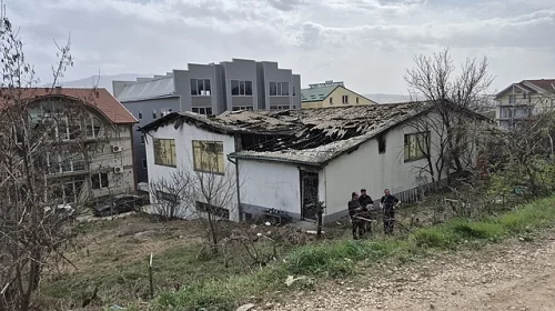 Remains of night club in North Macedonia after fire.